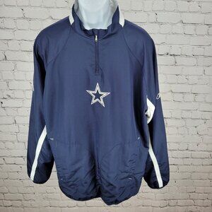Reebok Navy NFL Cowboys Authentic Sideline Lightweight Pullover 1/4 Zip Size XL
